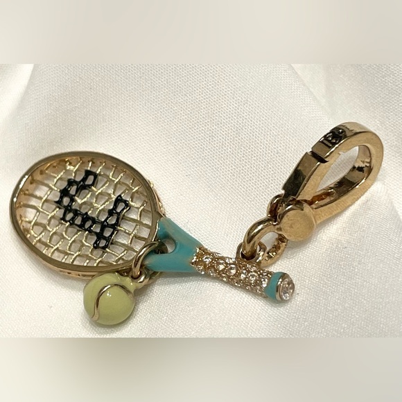NWT Vintage JUICY COUTURE TENNIS BALL AND RACKET Gold Charm Y2K - Picture 2 of 5